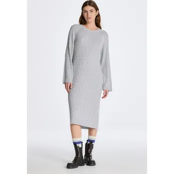 Dámské šaty ŠATY GANT CABLE C-NECK DRESS LIGHT GREY MELANGE