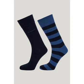 Pánské ponožky PONOŽKY GANT BARSTRIPE AND SOLID SOCKS 2-PACK VINTAGE BLUE