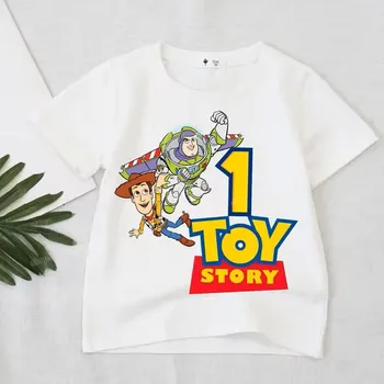 Disney Dětské narozeninové tričko s potiskem Toy Story s číslovkou, bílé Číslovka: 1, Velikost: 100 cm