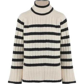 Dámský svetr TEPLÝ PRUHOVANÝ SVETR S ROLÁKEM JdY