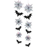 Halloweenská závěsná dekorace - pavučiny a netopýři 2ks