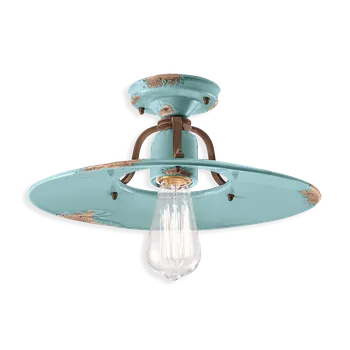 Ferroluce Stropní retro svítidlo COUNTRY, Ø 40 cm, 1xE27 Barva: Světle modrá