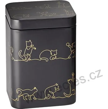 Dóza na potraviny ChaCult SHADOW černá plechová dóza na čaj 3392 hravá koťata s klubíčkem