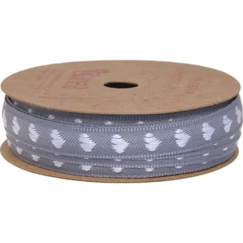 Stuha Pro Háčkování Dekorační stuha šedá s vetkaným srdíčkovým vzorem