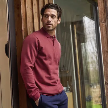 Pánská mikina Blancheporte Moltonová mikina s polo límečkem červená 147/156 (5XL)