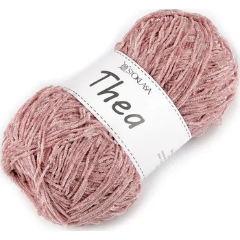 Příze Pletací příze žinylková s lurexem Thea 100 g - 2 pudrová stříbrná