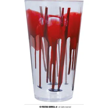 Guirca Průhledná sklenice s motivem krve 15 cm