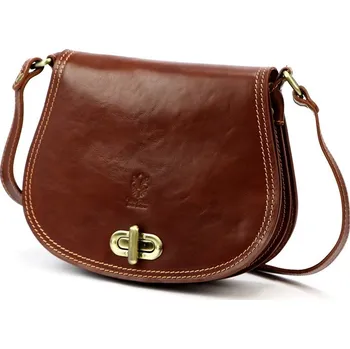 Kabelka Tmavěhnědá středně velká kožená crossbody kabelka Florence no. 873