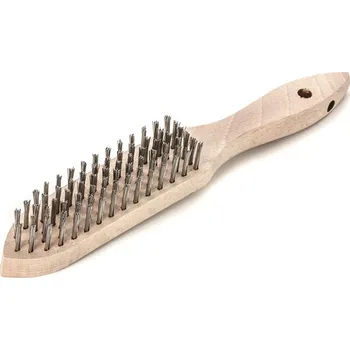 Drátěný kartáč Lessmann 103761 | Ruční kartáč Standard dřevěná rukojeť 6-radová, nerezový drát rovný 0,30