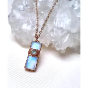 Náhrdelník Měsíční kámen a broušený akvamarín - přívěsek/náhrdelník ŠPERKY S PŘÍRODNÍMI KRYSTALY