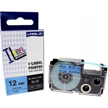 Pásek do tiskárny Naplnka Kompatibilní páska s Casio XR-12BU1, 12mm x 8m, černý tisk / modrý