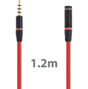 Audio kabel AppleMix Prodlužovací Audio kabel&nbsp;3.5mm Jack pro Apple iPhone / iPad / iPod / MP3 - 1,2m červený