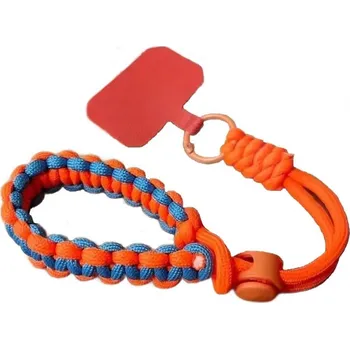 Ručně tkané nastavitelné poutko na telefon - Oranžovo modré