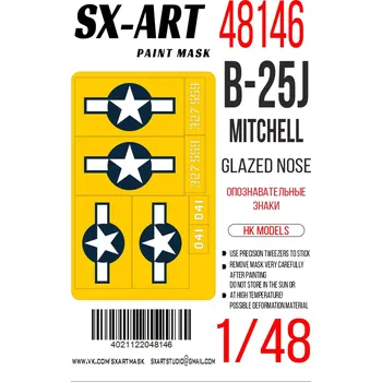 Plastikový model SX-ART 1/48 Paint mask B-25J 'Glaz.Nose' Nat.Insig.&Mark.