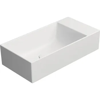 Umyvadlo GSI KUBE X keramické umývátko 50x25cm, bez otvoru, pravé/levé, bílá mat, 9486009