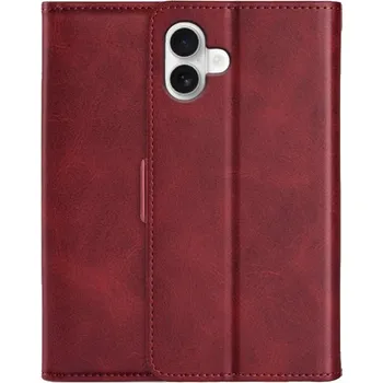 Pouzdro na mobilní telefon Flipové pouzdro z PU kůže pro iPhone 16 Plus - červené