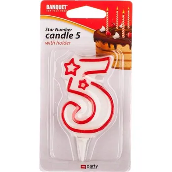 BANQUET Svíčka narozeninová č.5 MY PARTY 7 x 4,5 cm