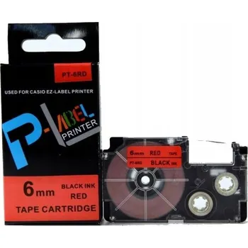 Pásek do tiskárny Naplnka Kompatibilní páska s Casio XR-6RD1, 6mm x 8m, černý tisk / červený