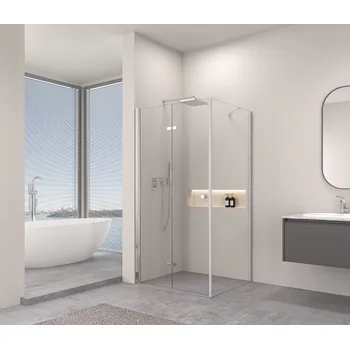 Erga Berlin, sprchový kout se skládacími dveřmi 110(dveře) x 70(stěna) x 195 cm, 6mm čiré sklo, chromový profil, ERG-V02-BERLIN-D110G070-CL-CR