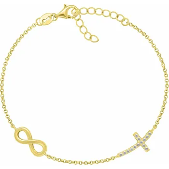 Náramek Brilio Silver Pozlacený náramek pro ženy Nekonečno a křížek BRC178Y + 2 měsíce na vrácení zboží
