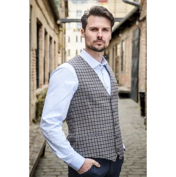 Pánská vesta Pánská vlněná vesta 14D007/3 80 Barva: Hnědá, Velikost: 58, Střih: REGULAR FIT