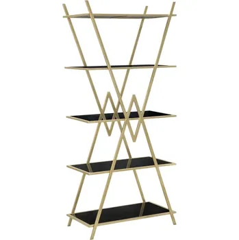 Knihovna Knihovna/regál Mauro Ferretti Pyrmo 80x44,7x180 cm, zlatá/černá