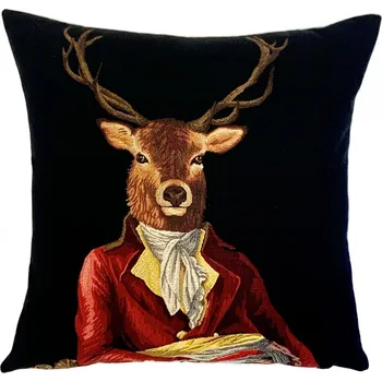 Povlak na dekorativní polštářek Gobelínový povlak na polštář Jelen na černém pozadí 45x45 cm
