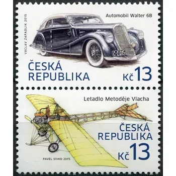 Poštovní známka Česká pošta (2015) č. 838 - 839 ** - Česká republika - historické auto + letadlo (4)