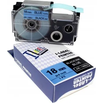Pásek do tiskárny Naplnka Kompatibilní páska s Casio XR-18BU1, 18mm x 8m, černý tisk / modrý