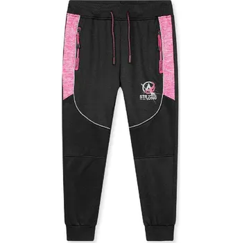 DÍVČÍ SOFTSHEL TEPLÁKY ZATEPLENÉ BF Barva: Černorůžové, Velikost: 134