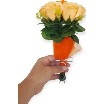 umělá květina made by ANTEROS Dekorace Kytice z mýdlových květů růží 7ks Oranžový puget