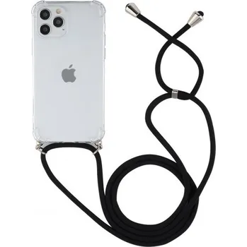 Pouzdro na mobilní telefon Transparentní kryt se šňůrkou pro iPhone 11 Pro - černý