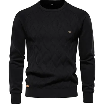 Pánský svetr Pánský svetr s copánky a kulatým výstřihem Barva: Černá, Velikost: 2XL