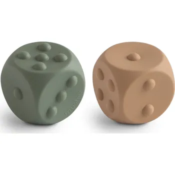 dětská jídelní sada Mushie silikónové kostky pop-it 2ks / Dried Thyme + Natural