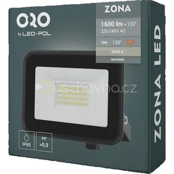 Reflektor LED ORO Zona, 20 W, 1600 lm, NW-B