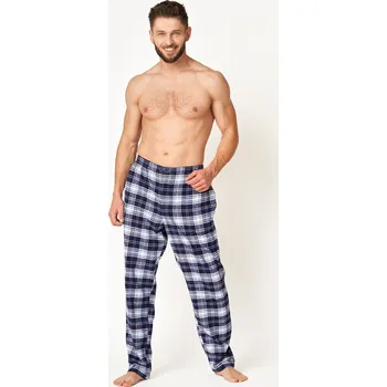 Pánské pyžamo Pánské pyžamové kalhoty Key MHT 412 B24 M-2XL tmavě modrá - mřížka XL