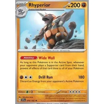 Volný čas Pokémon SCR 076/142 Rhyperior - Stellar Crown Stav: Near Mint, Verze: HOLO