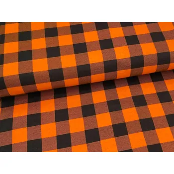 Mirtex Látka FLANEL 165/K6 Kostky velké oranžovo-černé šíře 150cm Velkoobchod Ceník: VELKOOBCHOD: po celých rolích, bez odvíjení