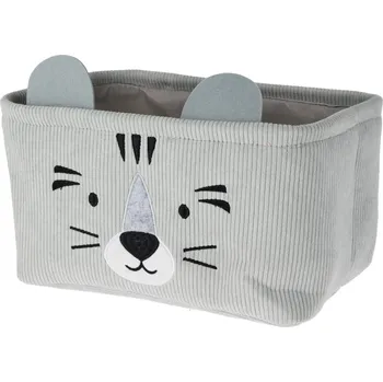 úložný prostor na hračky H&L Dětský úložný košík Tygr, 33x20x19, manšestr, šedá