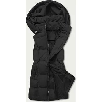 Dámská vesta Černá péřová dámská vesta s kapucí E49L6 J.STYLE, odstíny černé XL (42) i392_20834-53