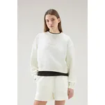 MIKINA WOOLRICH COTTON FLEECE LOGO CREWNECK PLASTER WHITE