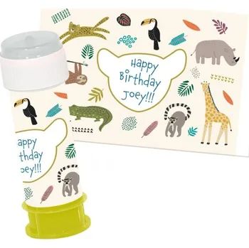 Party dekorace Folat Nálepky na bublifuk pro dopsání jména Zoo Party 6 ks