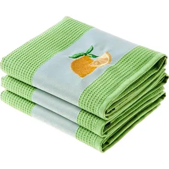 Utěrka Sada vaflových utěrek CITRON zelené 45 x 70 cm 3 ks