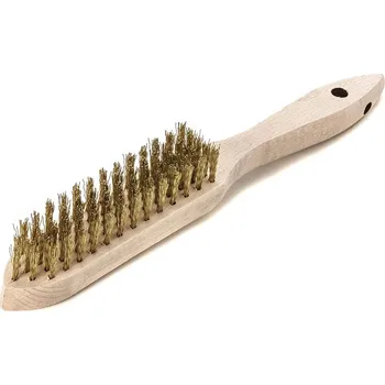 Drátěný kartáč Lessmann 107451 | Ruční kartáč Standard dřevěná rukojeť 5-radová, mosazný drát, zvlněný 0,25