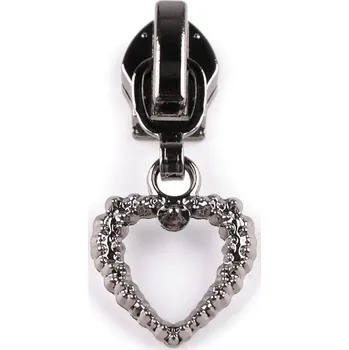 Zip Jezdec ke spirálovým zipům No 7 srdce, malé, nikl černý