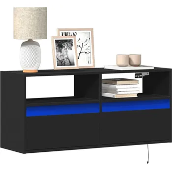 Obývací pokoj vidaXL Nástěnná TV skříňka s LED osvětlením 100 x 31 x 45 cm [852338] Barva: Černá