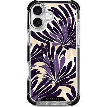 Pouzdro na mobilní telefon Odolný obal Mobiwear MagSafe Elite Bumper - Apple iPhone 16 Plus - DA47D Fialová flóra (Odolný kryt, pouzdro, obal Mobiwear Elite Bumper na mobil Apple iPhone 16 Plus - DA47D Fialová flóra, materiál Plast + TPU silikon + kov - zesílená ochrana telefonu,)