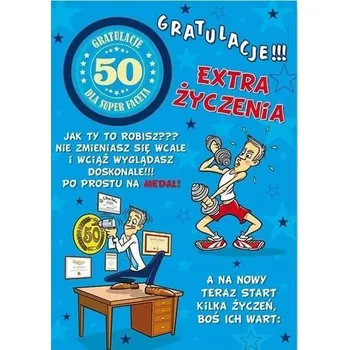 Karnet Party naklejany B6+koperta Urodziny 50 wz02