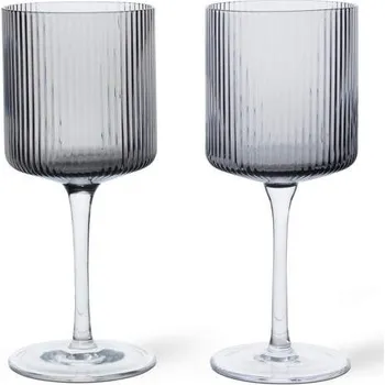Sklenice Ferm Living Sada 2 ks sklenic na bílé víno Ripple, smoked grey
