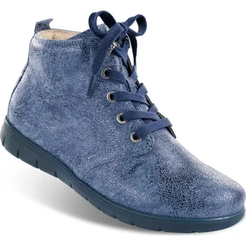 Dámská zdravotní obuv Dámská kotníčková obuv se šněrováním i zipem, ražená useň, modrá: 42
